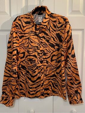 Modern Hero Tiger-Stripe Button-Down Shirt in Orange and Black